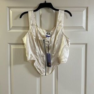 Future collective Kahlana  Barfield Brown collection cream corset top